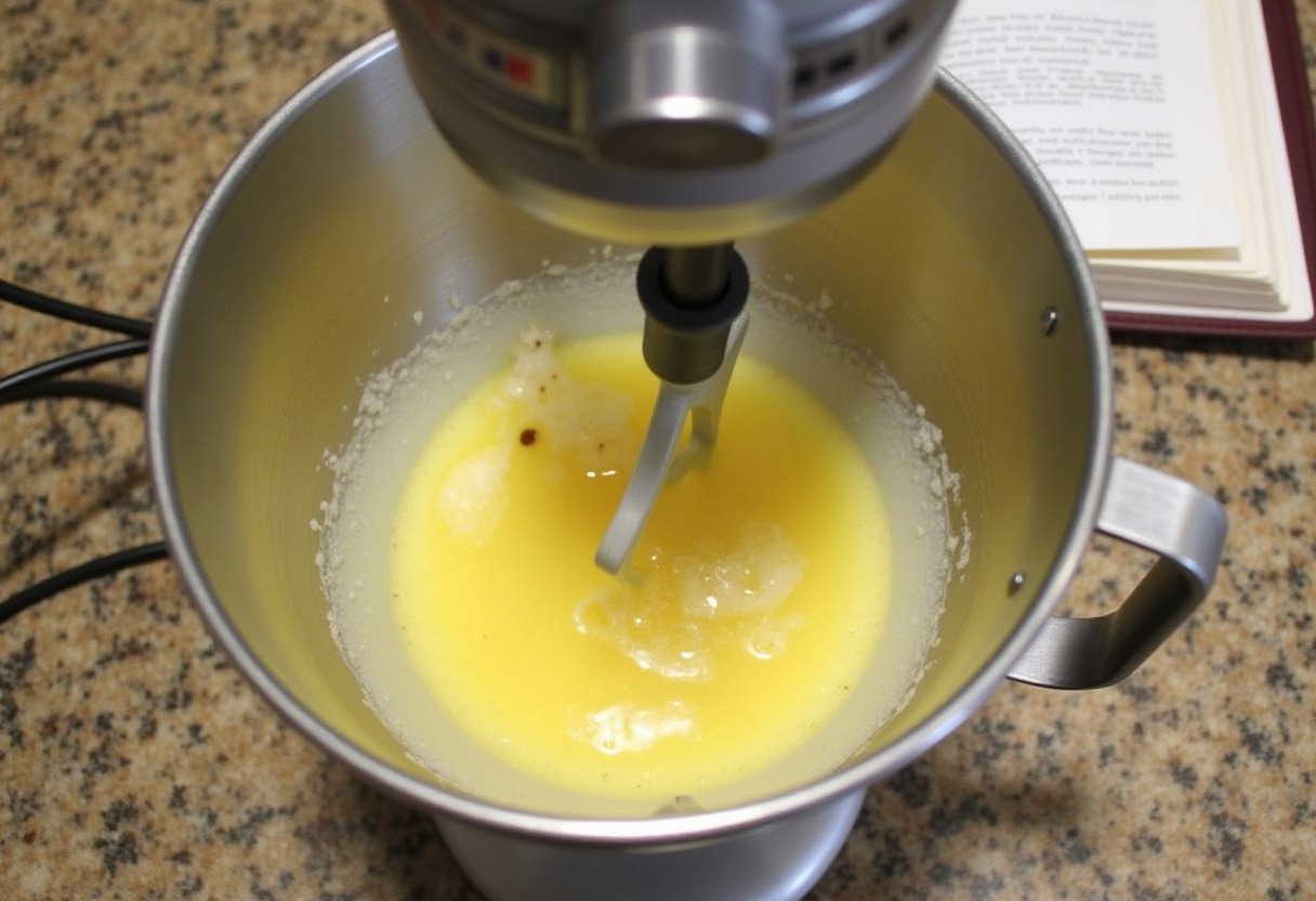 Wet ingredients being mixed for homemade carrot cake batter.