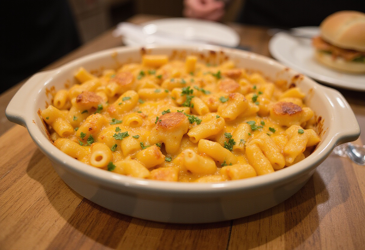 Delicious homemade Cracker Barrel Macaroni and Cheese ready to serve.
