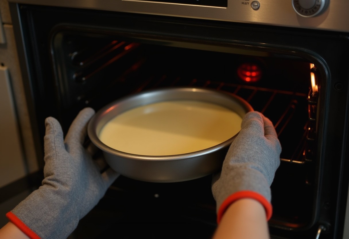 Cake pan with Raspberry Lemon Cake batter ready to bake in the oven.