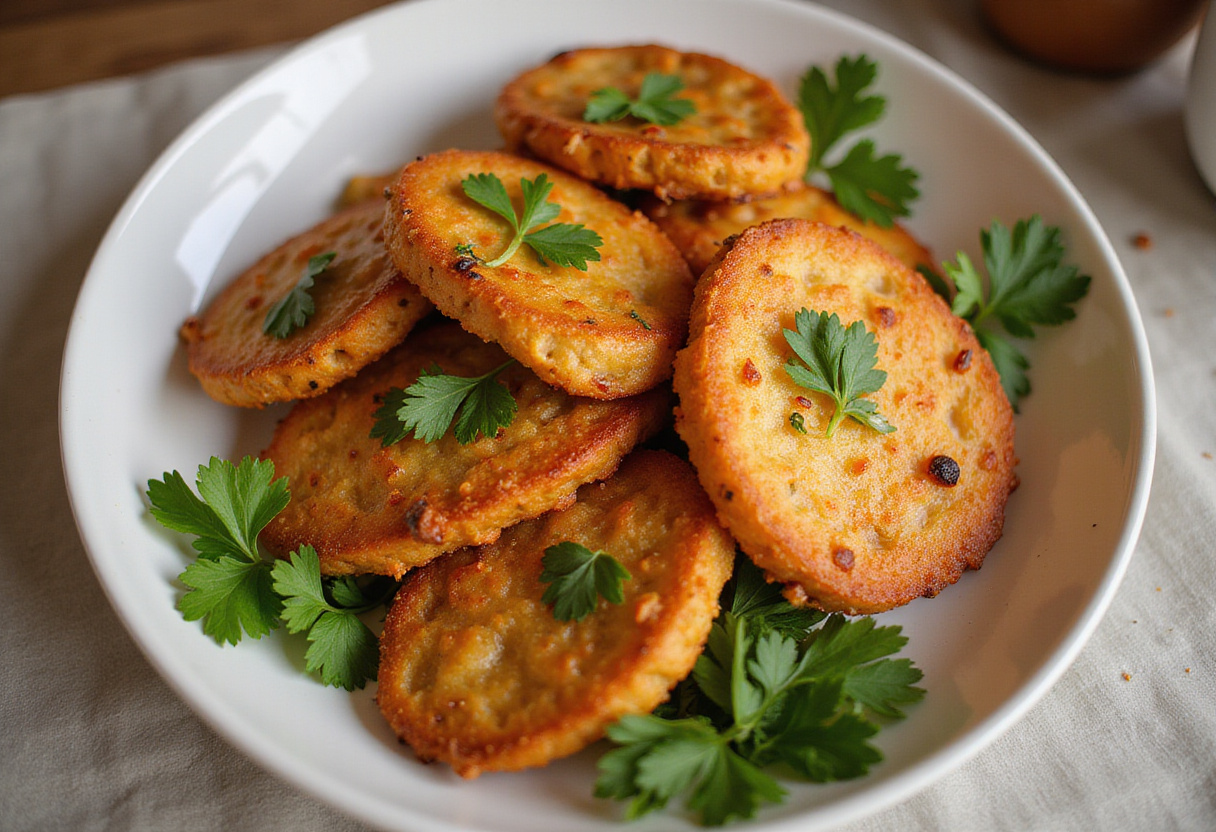 Delicious chicken bread appetizer with parsley garnish.