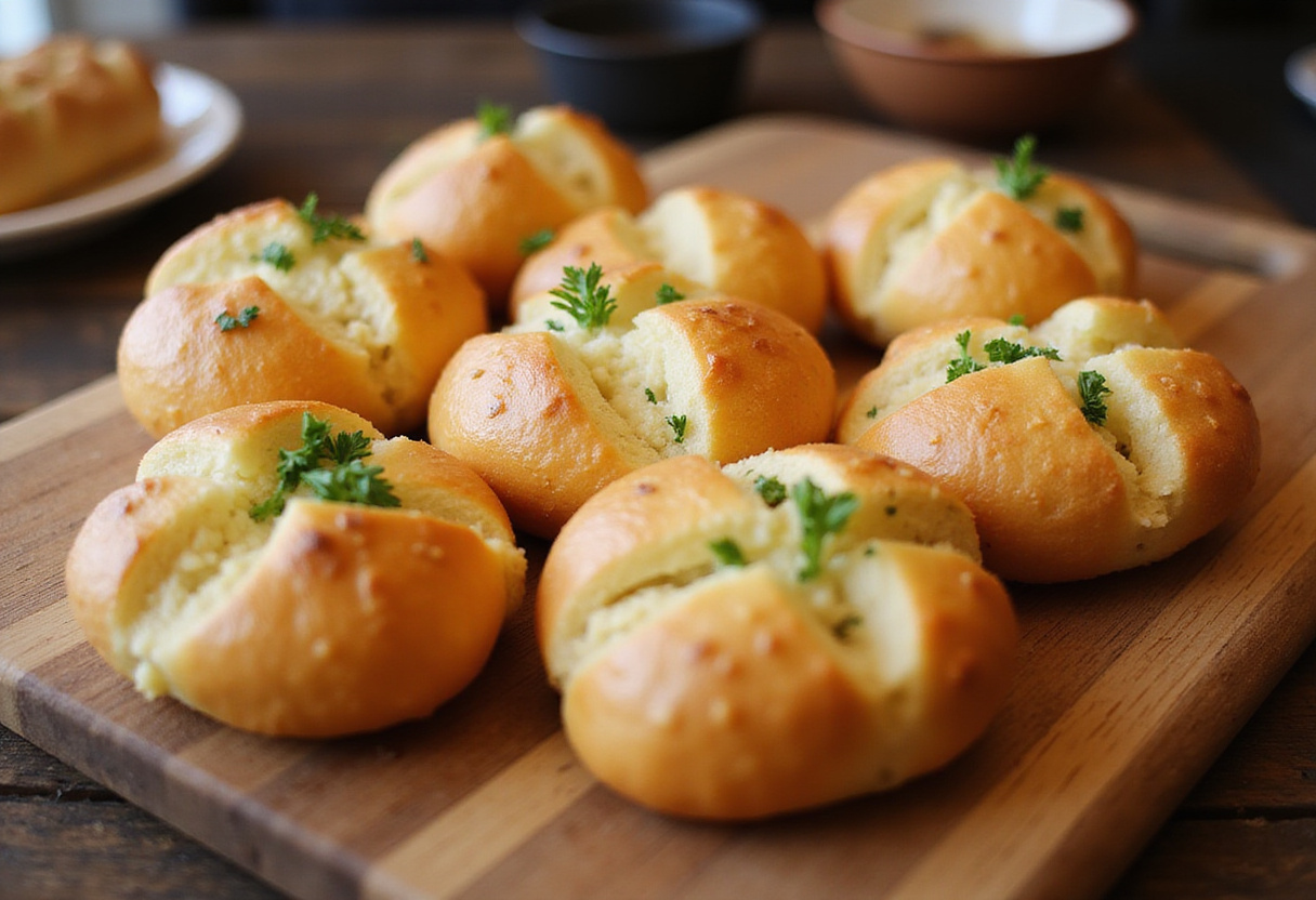 Finished Cunetto's Garlic Cheese Bread with parsley, ready to serve.