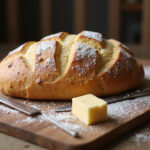Freshly baked Reka bread with powdered sugar.