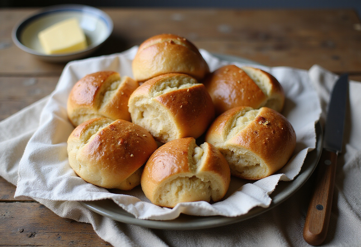 Delicious Crusty Chewy French Bread Rolls displayed, showcasing their perfect golden-brown crust and soft texture, ideal for any meal.