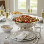 Elegant presentation of Strawberry Crunch Salad with Champagne Vinaigrette, perfect for a festive gathering.