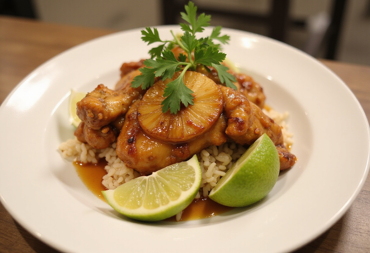Deliciously plated Brown Sugar Pineapple Chicken, a perfect fusion of sweet and savory flavors, showcasing a mouthwatering dinner option.