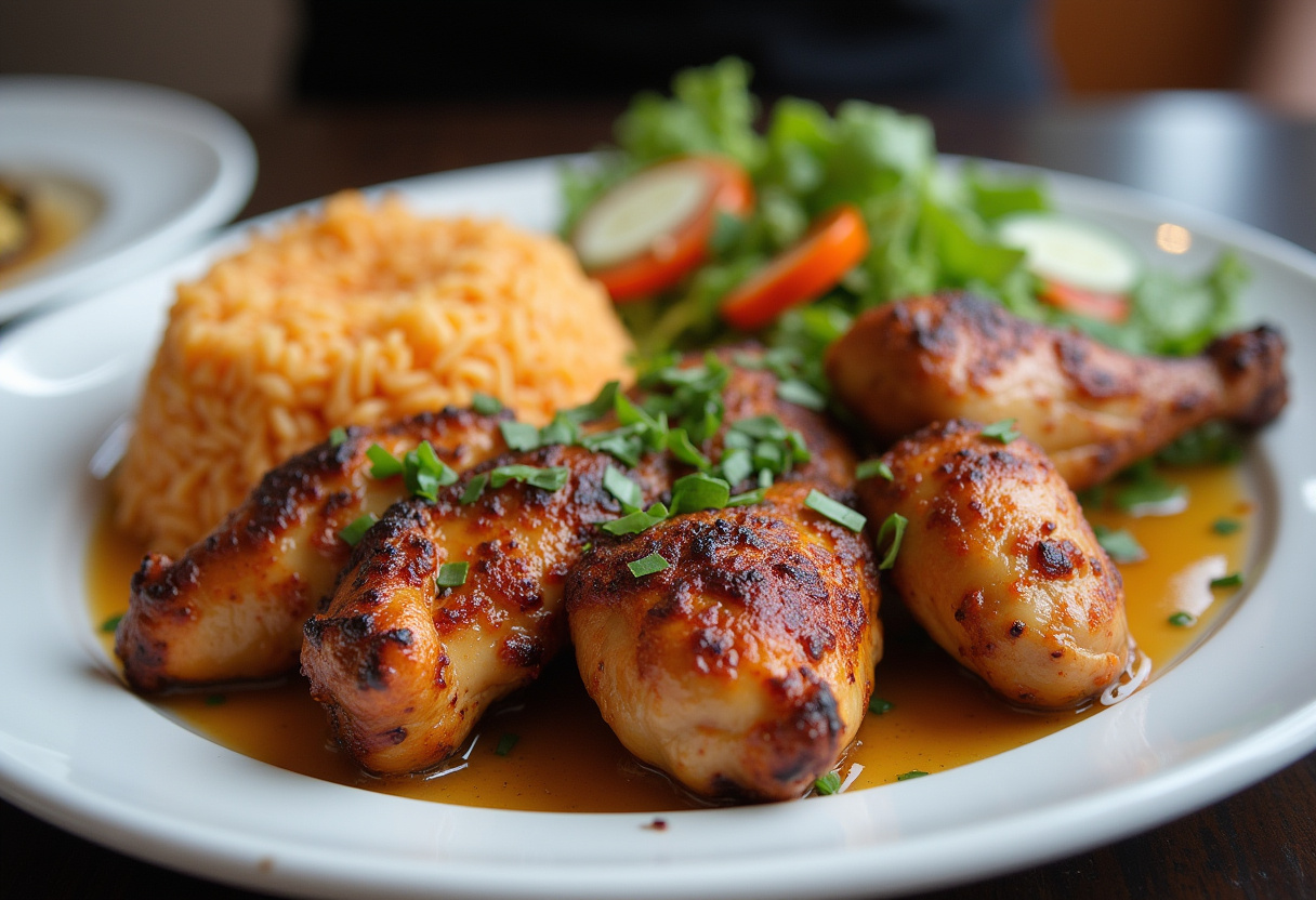 Final presentation of grilled Vietnamese chicken with sides, showcasing the vibrant colors and delicious flavors of the dish.